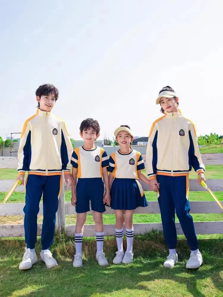 中小學(xué)運動校服春秋夏款黃米藍配色