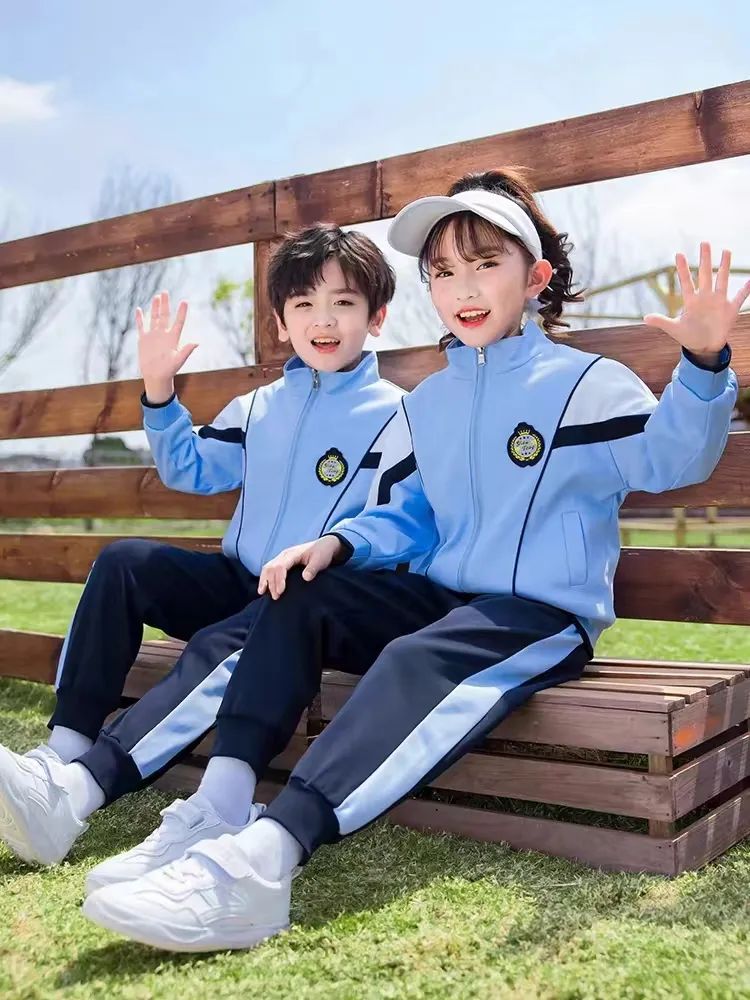 小學(xué)運動校服春秋款深藍淺藍配色