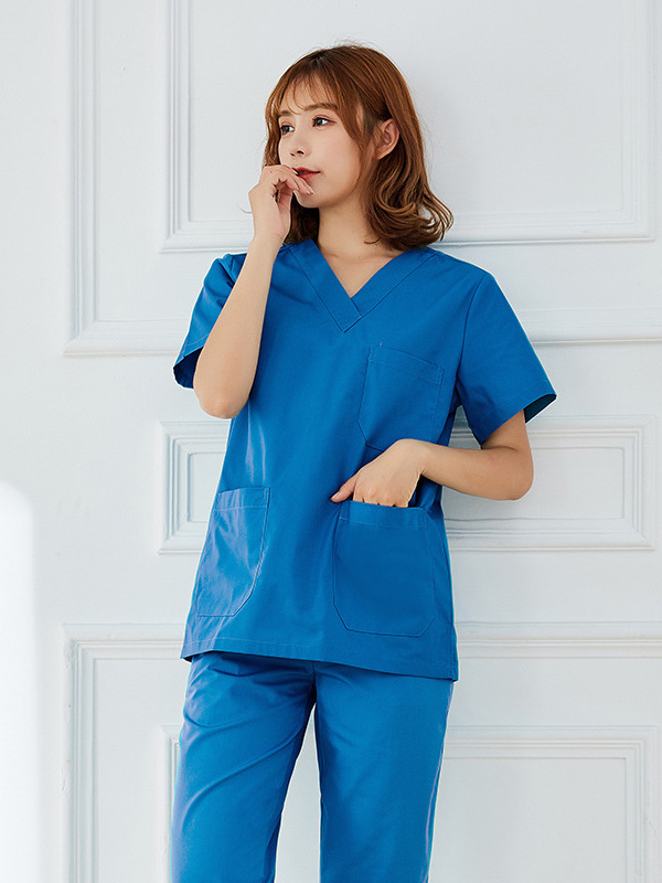 洗手衣短袖女純棉洗手服刷手衣醫(yī)生護(hù)士隔離衣墨綠分體套裝工作服