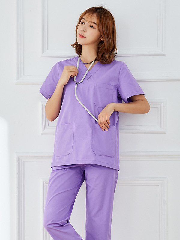 洗手衣短袖女純棉洗手服刷手衣醫(yī)生護(hù)士隔離衣墨綠分體套裝工作服