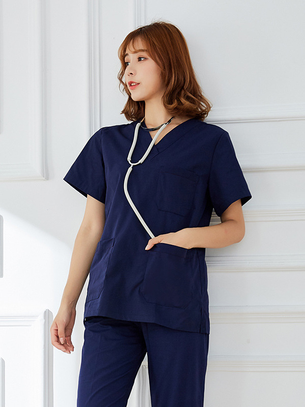 洗手衣短袖女純棉洗手服刷手衣醫(yī)生護(hù)士隔離衣墨綠分體套裝工作服