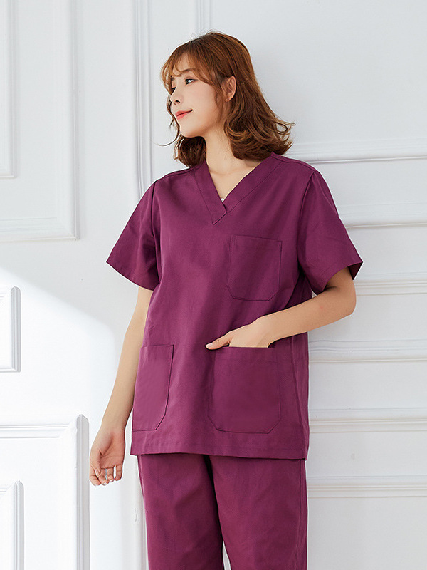 洗手衣短袖女純棉洗手服刷手衣醫(yī)生護(hù)士隔離衣墨綠分體套裝工作服