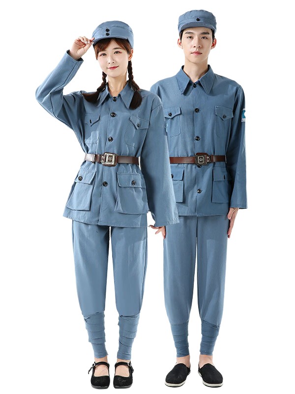 棉麻紅軍演出服八路軍大人長征抗戰(zhàn)老軍裝服裝男女成人表演服衣服