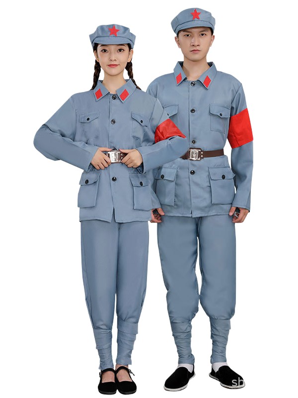 棉麻紅軍演出服八路軍大人長征抗戰(zhàn)老軍裝服裝男女成人表演服衣服