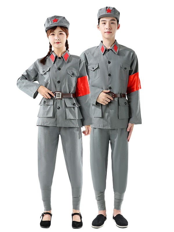 棉麻紅軍演出服八路軍大人長征抗戰(zhàn)老軍裝服裝男女成人表演服衣服