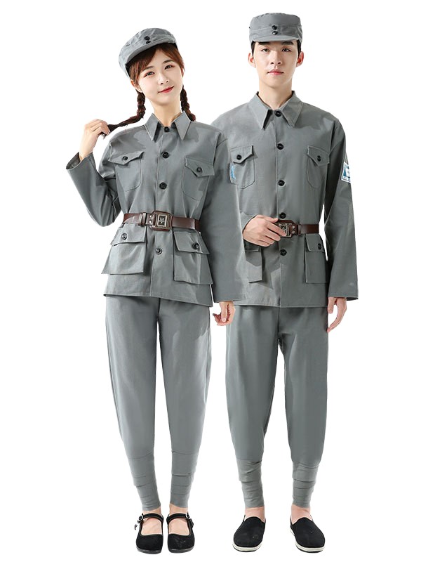 棉麻紅軍演出服八路軍大人長征抗戰(zhàn)老軍裝服裝男女成人表演服衣服